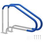 Goplus 49''x34'' Pool Handrail, 2PC 316 Stainless Steel Swimming Pool Railings w/Grip Cover, Base Plate for Inground Pools, 550LBS Load Capacity Safety Hand Rail (2 Pack-49''x34'' (LxH), with cover)