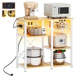 soges 3-Tier Kitchen Baker's Rack with LED Light Strip, Standing Kitchen Storage Shelf with USB Ports&Power Outlets, Utility Microwave Oven Stand Kitchen Island,10HBNDW5S-MO-US-CA