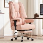 EXCEBET Big and Tall Office Chair 400lbs Wide Seat, Leather High Back Executive Office Chair with Foot Rest, Ergonomic Office Chair Lumbar Support for Lower Back Pain Relief (Pink)