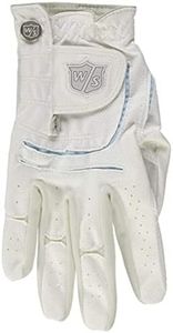 Wilson Staff Guante de Golf Grip Plus, Construcción multitejido, Mano Derecha, LRH, Mujer, Blanco, Talla: M