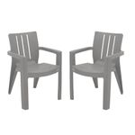 SkyGlamour Supreme Kent Plastic Chair | Modern Arm Chair for Home | Garden | Office | Indoor&Outdoor Use | Supreme Plastic Chair Set of 2 | Color: Champagne; Set of 2 Chairs