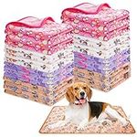 16 Pieces Fluffy Pet Blanket, Warm Soft Cat Dog Blankets with Cute Printed Paws, Washable Flannel Throw for Puppies Small Dogs Cats Kittens (24 x16 inch)