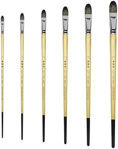 XDT Art Supplies XDT#6386 Filbert Artist Paint Brush 6 Piece Set Medium Stiff Black Hog Bristle Extra Long Handle #1#3#5#7#9#11, Acrylic Oil Watercolor