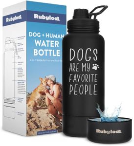 Rubyloo Dog Water Bottle w/Detachable Bowl for Dog Lovers, Favorite People
