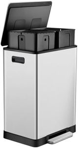 ToiletTree Products Stainless Steel 16 Gallon Trash Can - Durable Dual Trash Can for Garbage and Recycling - Stainless Steel Trash Bin for Household Cleaning - Stainless Steel
