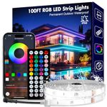 100ft Outdoor Led Strip Lights Waterproof Room Decor, PHLSTYLE 30m IP68 Permanent Outdoor Christmas Lights for House, Smart Color Changing Rope Lights with Bluetooth Controller Remote Sync to Music