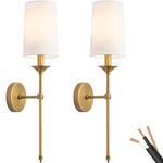 PASSICA DECOR Hardwired Wall Sconces Set of Two 2 Pack Candle Terrace Indoor Wall Light Fixture Antique Brass Vintage Lamp for Bedroom Living Room Dining Bathroom Vanity Farm House Gold Sconce