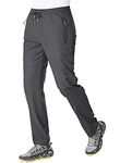 BGOWATU Men's Athletic Running Pants Lightweight Quick Dry Jogging Hiking Casual Outdoor Sports Sweatpants with Zipper Pockets Dark Grey Size L