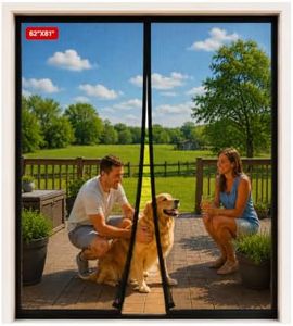 Magnetic Closure Screen Door for 62"x81" French Door Sliding Door Pet and Dog Friendly, Durable Fiberglass Mesh Double Door Screen Mesh Retractable Curtain, Keep Bugs. Mosquito Out, Fly Screen