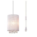 Plug in Pendant Lights Mini Crystal Chandelier Small White Chandelier Lighting Plug in Chandelier 1 Light Hanging Light Fixture