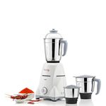 McCoy Aura 750-Watt Mixer Grinder with 3 Stainless Steel Jars (White/Blue)