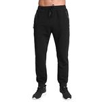 Tansozer Mens Joggers Slim Fit Jogging Bottoms Gym Pants Cotton Tracksuit Trousers with Zip Pockets (Black, Large)(Size: UK (32-34))