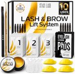 Stacy Lash Korean Lash Lift Kit, 10 Sets Eyelash Perm & Brow Lamination Kit for DIY Home and Professional Use, Silicone Shields, Eye Pads, Lash Brushes & Tools