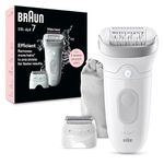 Braun Silk-épil 7 Epilator, Wet and Dry, Wide Head, Includes Shaver Head and Trimmer Comb, SE7-041, Silver