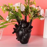 MANMAOHE Anatomical Heart Vase Resin Flower Pot Desktop Ornament Heart Shaped Vases for Flowers Heart Sculptures Home Decor, 4.3x6 Inch,White