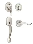 ELAMOR Front Door Handle with Deadbolt Set, Silver Entry Door Lock Set with Interior Handle, Easy to Install, Adjustable Latch, Reversible for Right&Left Door, Exterior Door Handle for Home/Hotel