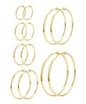 HAIAISO 6 Pairs Clip On Hoop Earrings for Women Fake Hoop Earrings Spring Hoop Earrings Set for Non-Pierced Ears Jewelry 6 Sizes（Gold set）