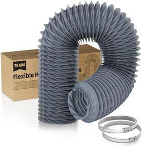 HG Power 3 inch 16 FT Long Air Ducting, Flexible Nylon Duct Diesel Heater Hose Vent Duct Hose with 2 Clamps for HVAC Ventilation (Grey)