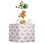 POLKA TOTS Canvas Portable Toy Storage Bags, Clothes Organizer Baskets & Bookcase Shelf Box with Handles for Kids, Cubbies, Desk & Floor (Unicorn)