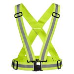 Weston9x High Visibility Protective Safety Reflective Vest Belt Jacket, Night Cycling Reflector Strips Cross Belt Stripes Adjustable Vest - Green