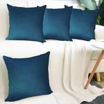 IVAZA Velvet Decorative Cushion Cover 16x16 Inch - Set of 4, Soft Solid Square Throw Pillow Covers for Sofa, Living Room or Home Decor - 40x40cm Navy Blue