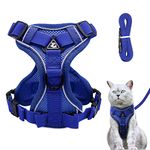 Cat Harness and Lead Set, Adjustable Kitten Harness and Lead Set with Reflective Strips Escape-Proof, Cat Vest Harness with Leash Sets for Cats Dogs Pets Walking (Dark blue, M)