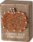 Primitives by Kathy USA-Designed Distressed Wood Slat Box Sign with Hand-Strung Pumpkin Design - 'Pumpkin spice everything' Home Decor for Living Room, Bedroom, Office - Farmhouse Wall Art & Desk