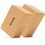 FirstFit Yoga Block, Non-Slip & Supra Grip Natural Cork Yoga Brick, Regular & Handstand Block, Wrist Support Wedge/Calf Stretch Wedge, Exercise Accessories For Women & Men-Size(23 x 13 x 8 cm) Pack 2