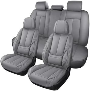 MINGBRON Leather Car Seat Covers,Car Seat Covers Full Set,Automotive Seat Covers 5 Seats,Fit for Most Cars SUV and Most Sedans Grey