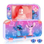 DLseego Little Alien Monster Switch Lite Protective Case Cool Hard PC Shell Shockproof Scratch Resistant Cover Joy Con Skin with 2PCS Alien & Cat Paw Thumb Grips Caps for Switch 2019 Version