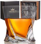 Venero Crystal Whiskey Glasses, Gift Set of 4 Bourbon Glasses in Luxury Satin-Lined Gift Box - 10 oz Scotch Glass Tumblers - Rocks Glasses for Drinking Bourbon, Scotch Whisky, Cocktails, Cognac