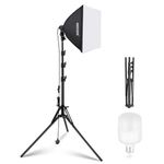 NEEWER 40x40cm Softbox Lighting Kit with 35W E27 LED Bulb (UK Plug) CE/UKCA Certified 5700K CRI93+, 180cm Light Stand for Photography Lighting TikTok Live Streaming Video Recording, SF40