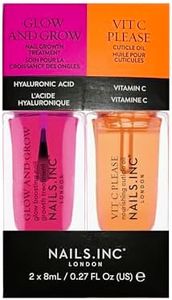 Nails.INC Mini Nail Treatment Duo, Includes Glow and Grow Nail Growth Treatment and Vit C Please Nourishing Cuticle Oil, With Active Skincare Ingredients to Promote Nail Health, Cruelty Free, Vegan