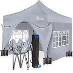 SUNMER 3x3M Pop-Up Gazebo with 4 Sides - Fully Waterproof (420D Oxford PVC) with Heavy Duty Rust-Resistant Steel Frame - Wheeled Carry Bag Included for Easy Transportation - Grey