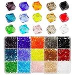 Wholesale 4mm Bicone Faceted Crystal Glass Beads for Jewelry Making, DIY Craft Beads for Necklace 15 Colors Mix Lot in Box (Total 1500pcs)