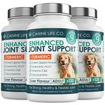 Canine Life Co. Enhanced Adult Dog Joint Supplements With Turmeric, Glucosamine & Green Lipped Mussel | 360 Chewable Tablets | Made In The UK (3 Pots (360 Tablets))