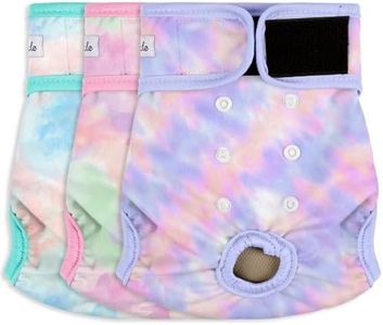 Grecle 3 Pack Female Dog Diapers - Reusable Diapers for Doggie in Heat - Highly Absorbent Dog Diapers Female for Pet Incontinence with Adjustable Snaps (Tie Dye, XXL)
