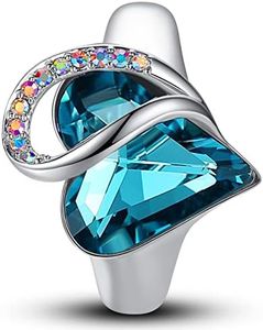 Leafael Infinity Love Women's Adjustable Heart Ring with Indicolite Zircon Blue Birthstone Crystal for December, Healing Stone for Relaxation, Gifts for Women, Silver-Tone, Open End, Size 6.5-21
