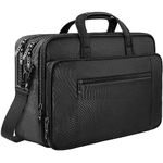 Mancro Laptop Bag 17 Inch, Large Laptop Messenger Shoulder Bag Expandable with 2 Compartments for Men Women, Waterproof Business Travel Work Bag Briefcase for 17 inch Notebook Computer Tablet, Black