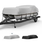 KEMIMOTO Pontoon Boat Cover 17-20ft, Heavy Duty 600D UV Resistant Waterproof Oxford Fabric, Trailerable Pontoon Cover for Pontoon with 13 Adjustable Tie Down Straps,Gray