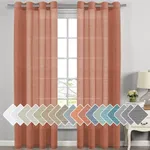 H.VERSAILTEX Linen Curtains Natural Linen Blended Curtain Panels for Living Room/Light Reducing Linen Semi Sheer Curtains 2 Panels Set Nickel Grommet Window Panels (52x108 Inch, Terracotta)