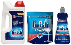 Finish Dishwasher All in 1 Max Powerball Tablets 24 Tabs & Dishwasher Power Powder Detergent 1Kg & Dishwasher Rinse Aid Liquid, Shine & Dry 400ml | World's #1 Recommended Dishwashing Brand