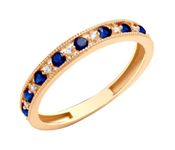 Old English Jewellers 9ct Yellow Gold Sapphire & CZ Eternity Band Ring size J K L M N O P Q R S T U (L)