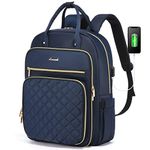 LOVEVOOK Laptop Backpack Women 15.6 Inch, Backpack Womens, Rucksack Bag for School College Work Travel University, Water-resistant Commuter Bag with USB Charging Port, Ladies Backpacks, Navy Blue