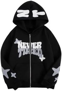 SOLY HUX Boy's Zip Up Hoodies Sweatshirt Y2k Letter Graphic Long Sleeve Streetwear Jacket Black Letter 6Y