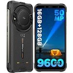 Ulefone Power Armor 16S Rugged Phone, 9600mAh Battery, 122dB Loudest Speaker, 16GB+128GB 50MP Rear Camera Rugged Smartphone, 5.93" Android 13, Built-in Glare Flashlight, NFC Dual SIM 4G Phone-Black