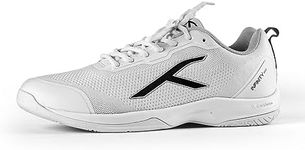 HUNDRED Infinity Pro Non-Marking Professional Badminton Shoe for Men (White/Black, EU 42/UK 8/US 9) | Material: Polyester/Mesh | Suitable for Indoor Tennis/Squash/Table Tennis/Basketball & Padel