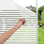 LEMON CLOUD Privacy Window Film Self-adhesive No-Glue Static Cling Stripe Pattern Frosted Window Film Decorative Privacy Glass Film for Office Home All Smooth Glass Surface 30x200CM