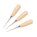 WUTA Leather Craft Awl Tools Leather Hole Punch Tool Sewing Punching Hole Maker Stitching Over Stitch Wood Handle 3 Packs