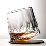 Whiskey Glass Set, Old Fashioned Tumblers for Drinking Scotch Bourbon Whisky,Matching Coasters,Cocktail Cognac Vodka Gin Tequila Coffee Rum Liquor Rye for Men Women at Home Bar (Diamond)